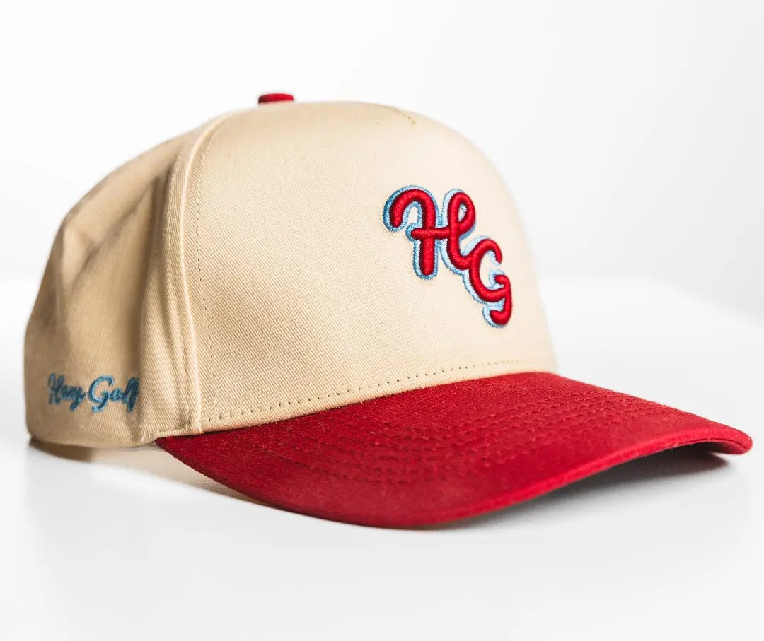 “HG” Icon Cardinal and Bone SnapBack Hat Hazy Golf