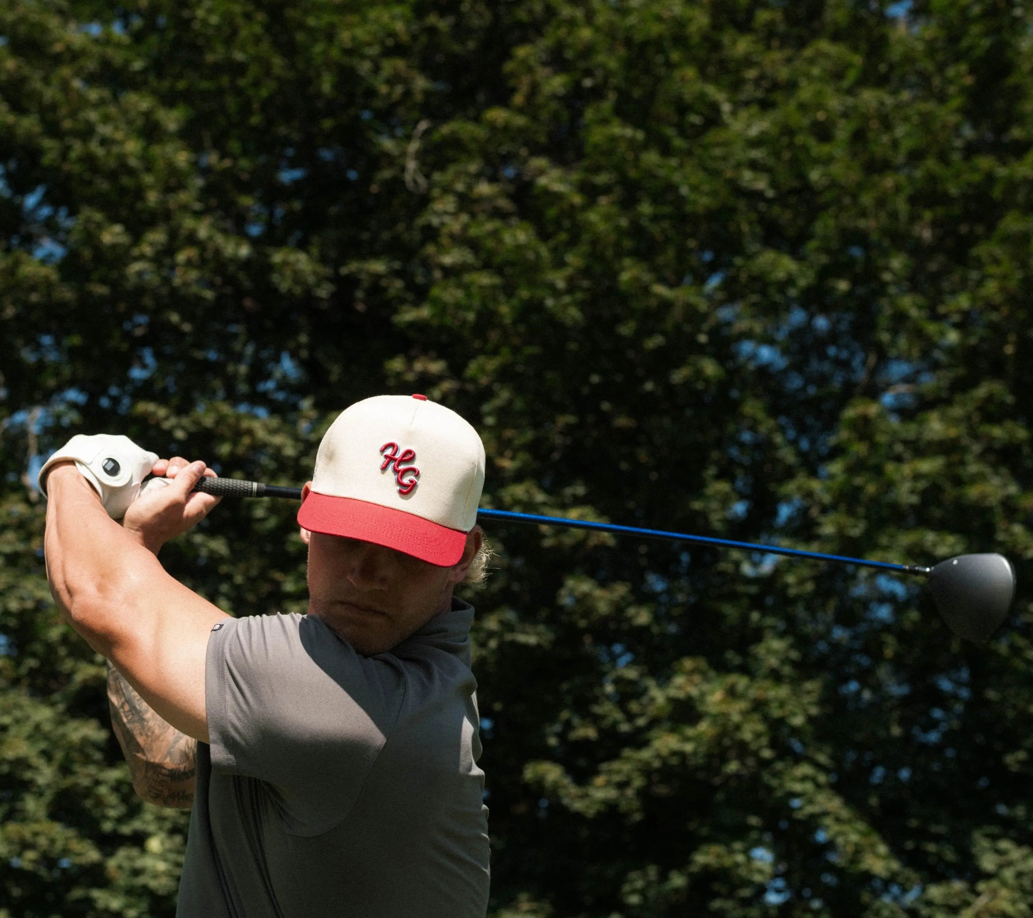 “HG” Icon Cardinal and Bone SnapBack Hat Hazy Golf