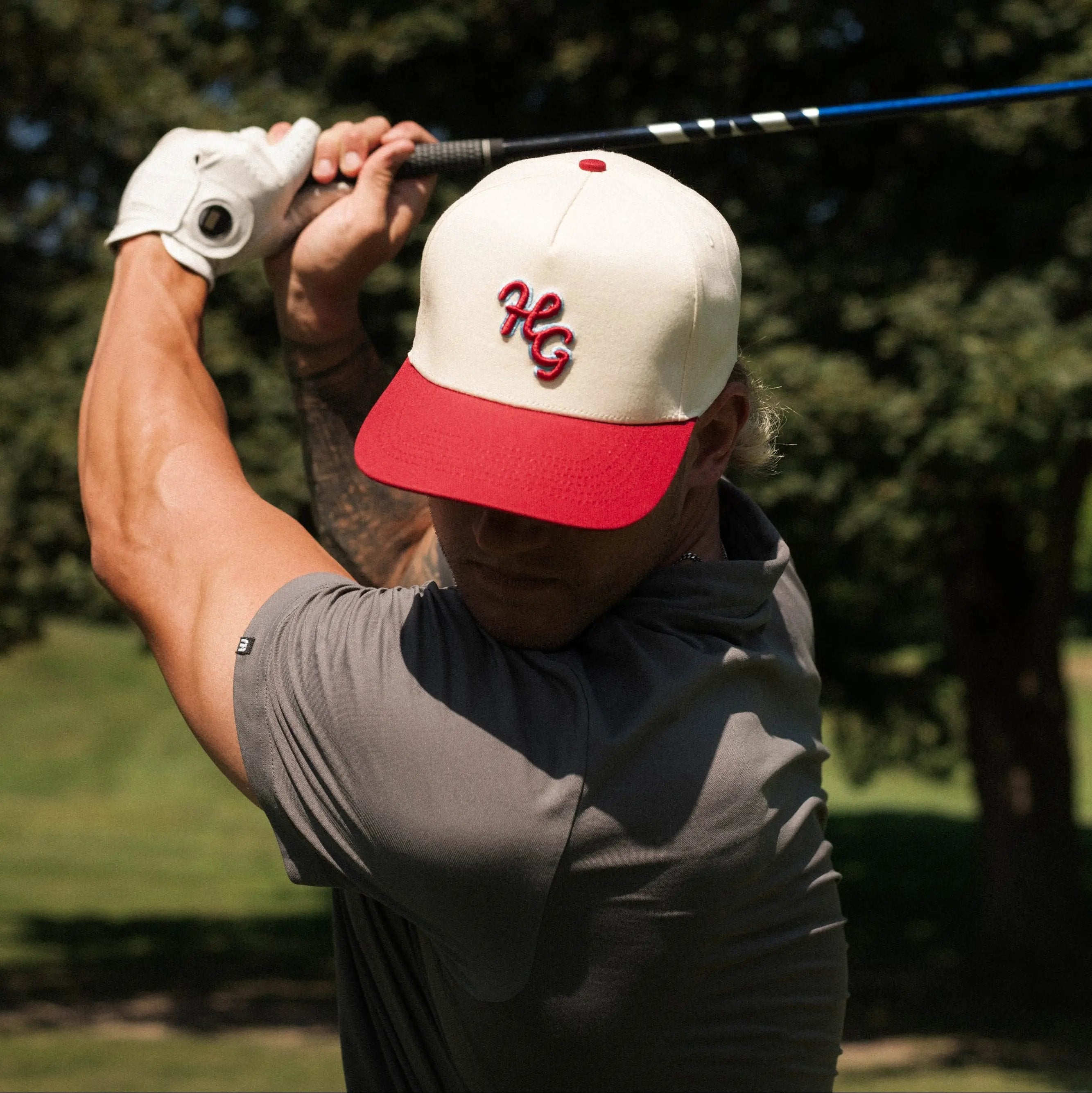 “HG” Icon Cardinal and Bone SnapBack Hat Hazy Golf